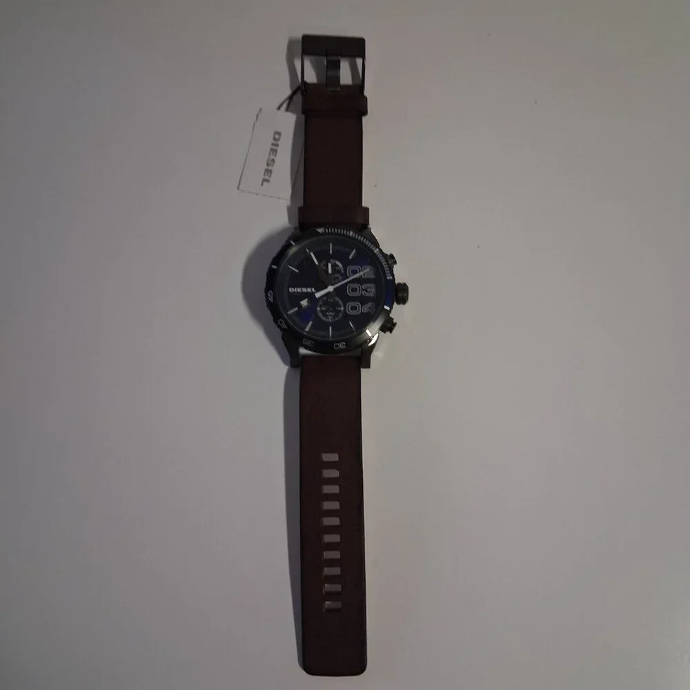 Diesel Men’s Double Down Watch – Brown Leather (DZ4312) New